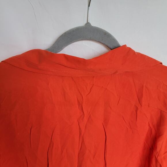 Y2K Vintage Sag Harbor Gauva Red Orange 100% Silk Button-Up Shirt Size 18 NWT - Picture 12 of 13